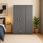 3 Door 1 Drawer Wardrobe UK - Grey