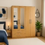 Modern Oak Mirrored Wardrobe with Drawers – UK Bedroom Collection