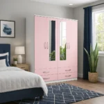 4-Door Wooden Wardrobe with Mirrors & Drawers | Luxury UK