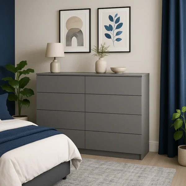 4+4 Wooden Chest of Drawers in Grey colour