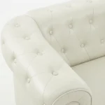 Elegant UK style cream leather sofa with button tufting