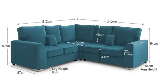 Dylan 5 Seater Corner Sofa Dimensions