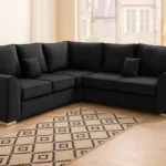 Dylan Corner Sofa in Black colour UK Handmade
