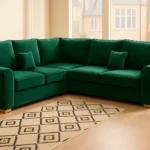 Dylan Corner Sofa in Emerald colour UK Handmade