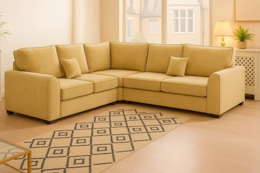 Dylan Corner Sofa in Beige colour UK Handmade