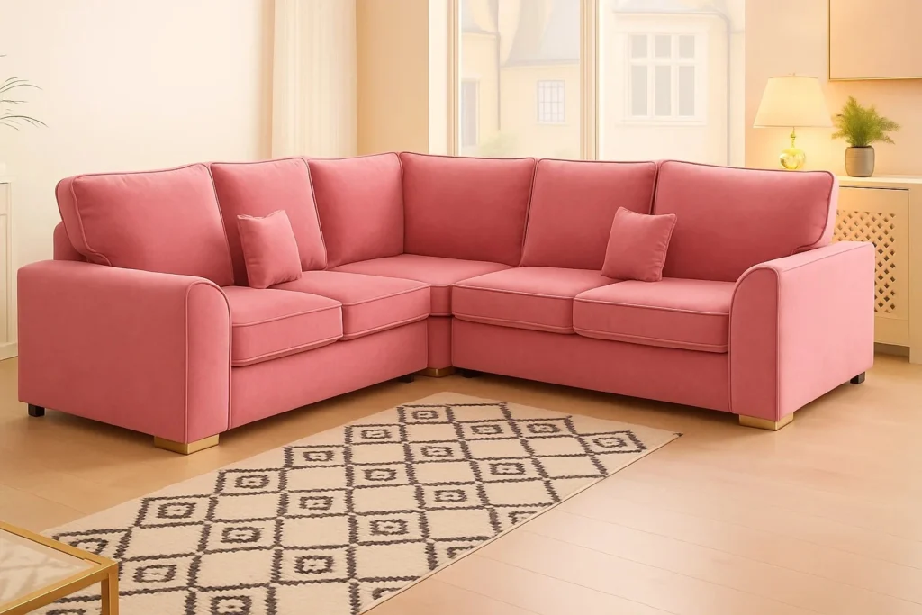 Dylan Corner Sofa in Pink colour