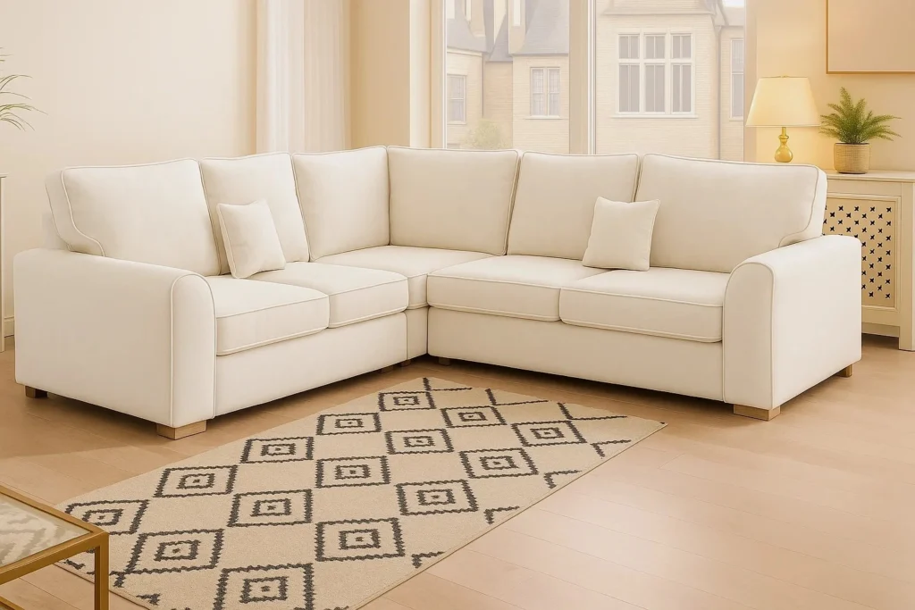 Dylan Corner Sofa in White colour UK Handmade