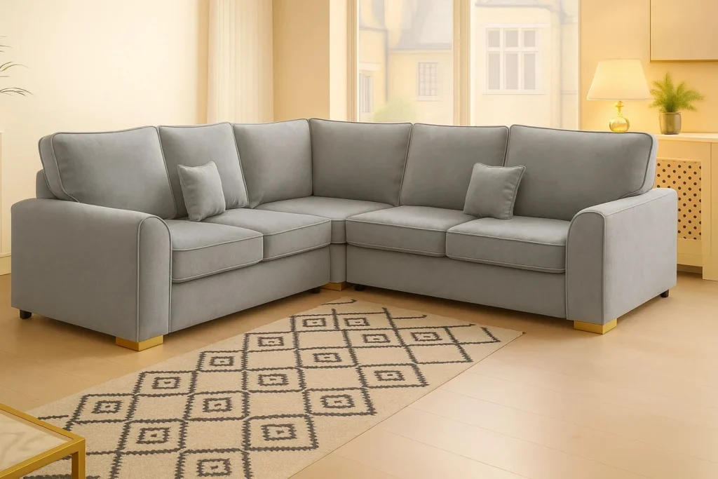 Dylan Corner Sofa in ice colour UK Handmade