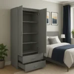 Grey 2-Door Wooden Storage Cabinet inner section UK Made
