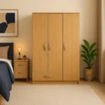 Minimalist Oak 3-Door Wardrobe with Drawer – UK Style