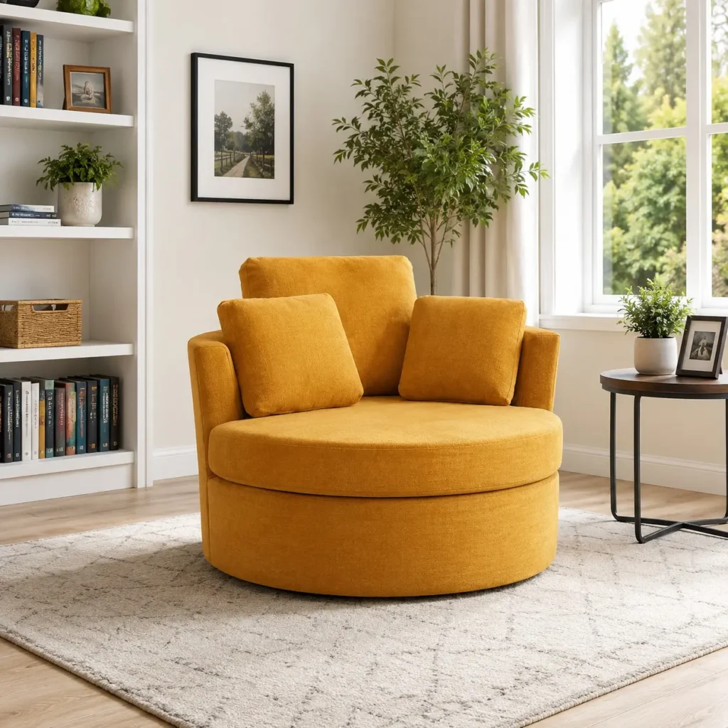 Modern Oversized 1 Seater Swivel Chair Room Setup