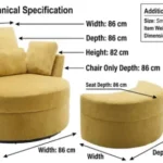 Modern Oversized 1 Seater Swivel Chair -climax-furniture