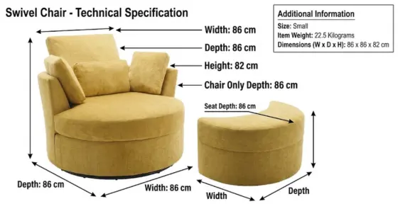 Modern Oversized 1 Seater Swivel Chair -climax-furniture