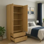 Oak 2-Door Wooden Storage Cabinet inner section UK Made