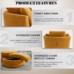 UK modern oversized chair with ergonomic design and ottoman