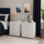 Premium Pair of 3-Drawer Wooden Bedside Tables – Sturdy Set of 2 Nightstands UK