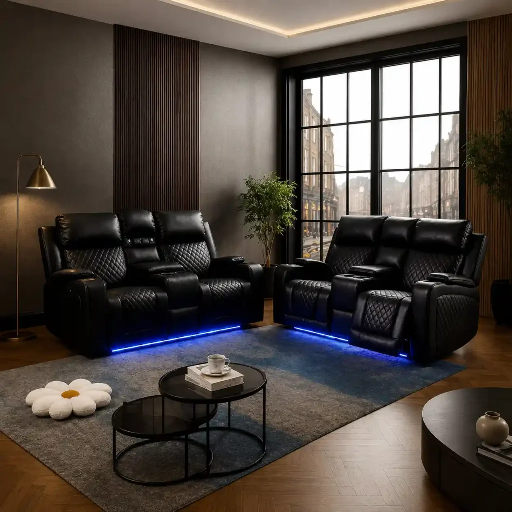 Manual Recliner Leather Sofa – UK Handmade Luxury Comfort