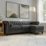 UK Made Chesterfield L Shape Corner Sofa – in Grey color