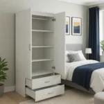 White 2-Door Wooden Storage Cabinet inner section UK Made