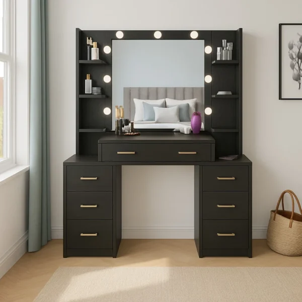 UK-Made Makeup Vanity Table with Mirror & LED Lights