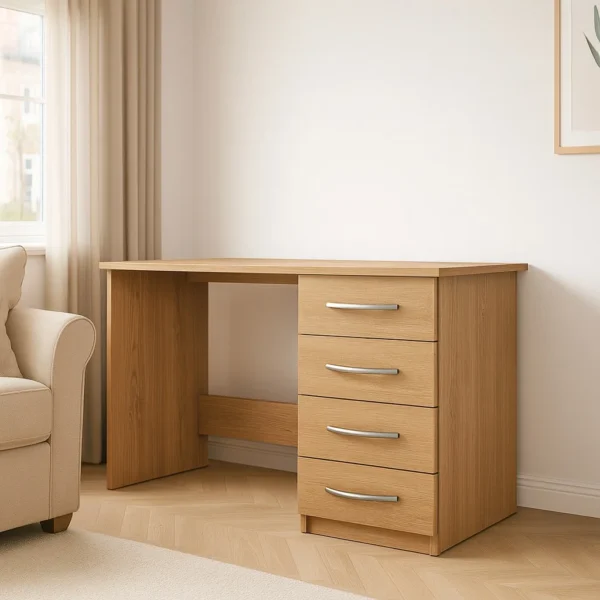 UK Made Wooden Study Desk with 4 Drawers – Solid & Stylish