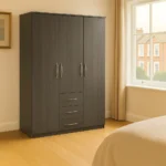 UK Made 3 Door Wardrobe with 4 Spacious Drawers