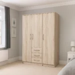 UK Made 3 Door Wardrobe with 4 Spacious Drawers