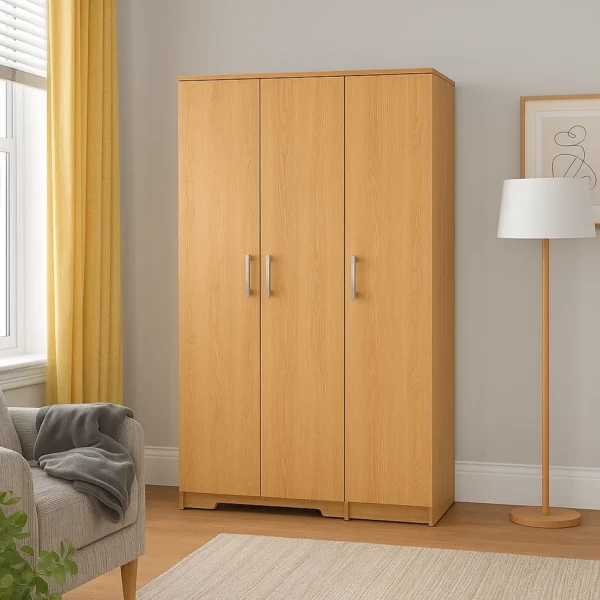 3 Door Wardrobe with Hanging & Shelves – UK Made