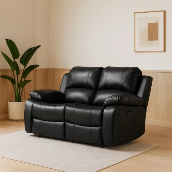 Bristol Collection Manual Recliner Sofa in black