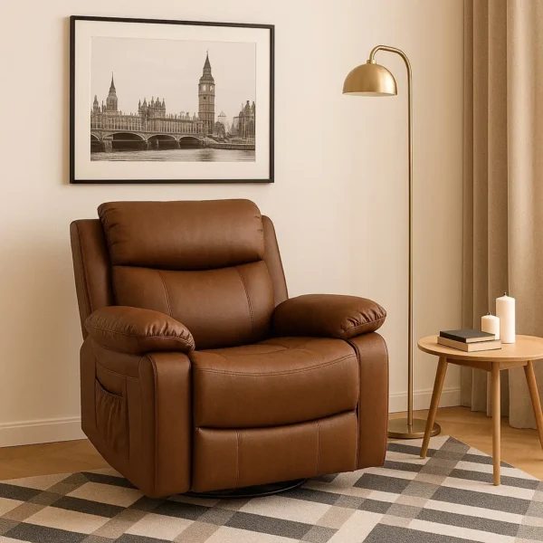 Bristol Collection Manual Recliner Sofa in brown
