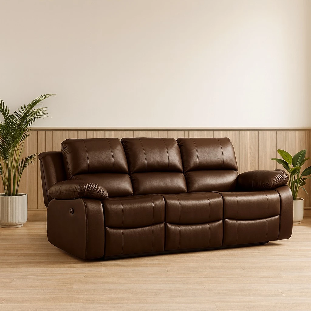 Bristol Collection Manual Recliner Sofa in brown