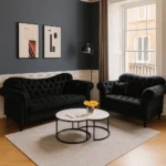 UK Black Chesterfield Sofa Set for Elegant Living Rooms