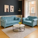 UK Sky Chesterfield Sofa Set for Elegant Living Rooms