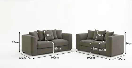Niko Luxe Chenille 3+2 Seater Sofa Set Dimensions