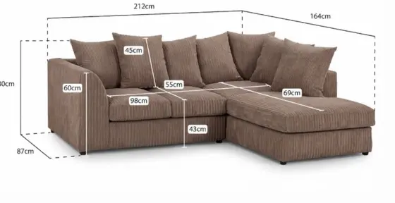 Dylan L Shape Sofa Dimensions