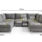 Modern Dylan U Shape Sofa Dimensions
