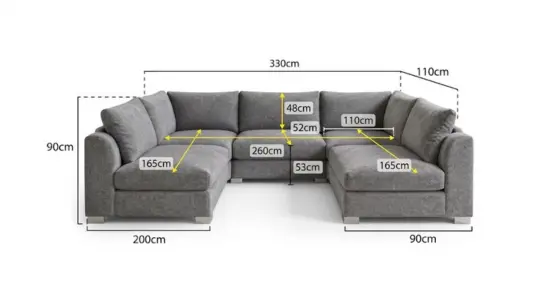 Modern Dylan U Shape Sofa Dimensions