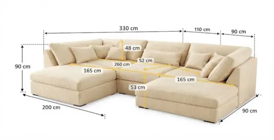 Dylan U Shape Sofa Dimensions