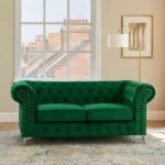 UK Living Room Classic Emerald Green Velvet Sofa