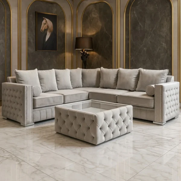 Regalia Corner Sofa In Footstool – Luxury Comfort, UK Made