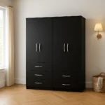 Modern Black Bedroom Wardrobe UK – Sleek Storage with Drawers