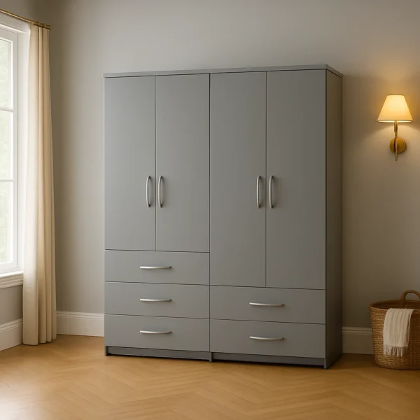 4 Door 5 Drawer Wardrobe - grey (2)