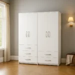 Modern White Bedroom Wardrobe with Drawers – Sleek Storage UK