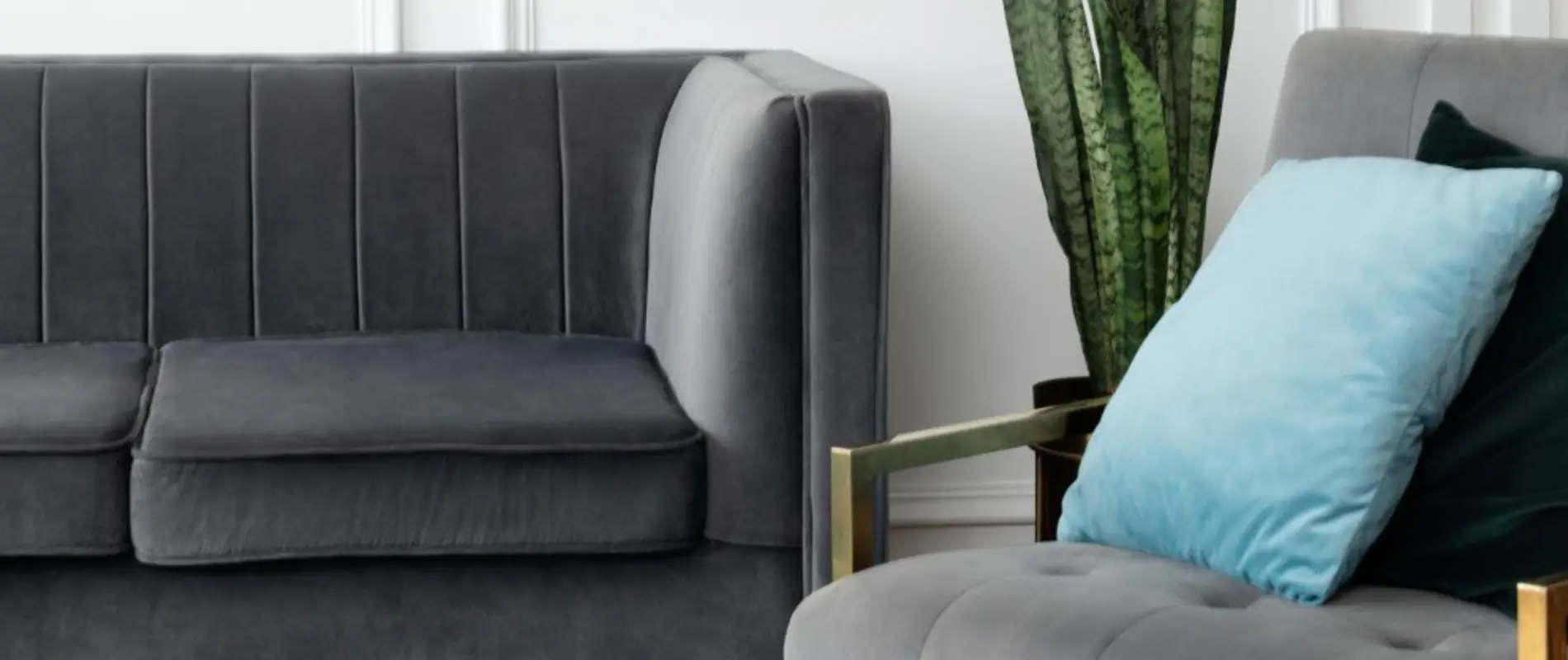 Modern Grey Sofa with Accent Chair UK Living Room Set