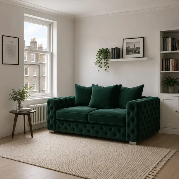Ashton 2 Seater Velvet Sofa - Room setup - Green