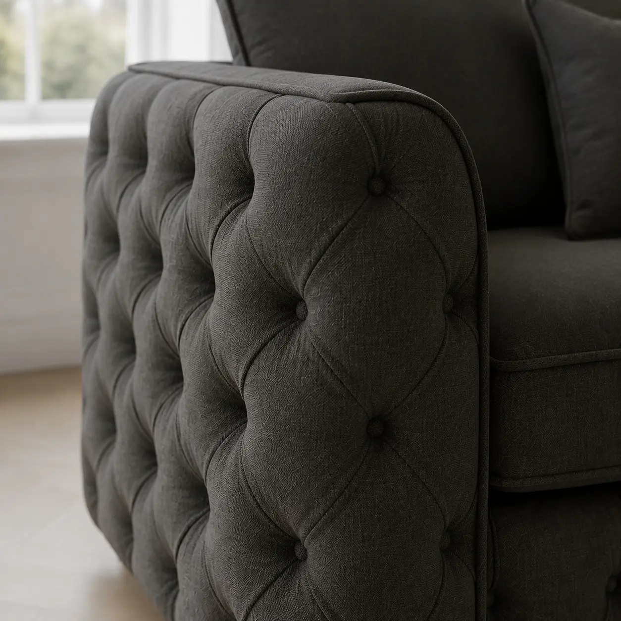 Ashton Corner Velvet Sofa - Arm Closeup