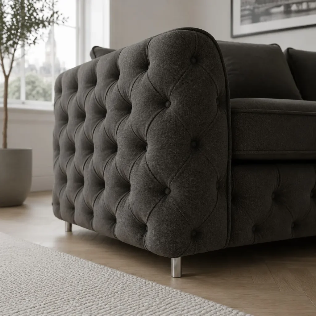 Ashton Corner Velvet Sofa - Les closeup