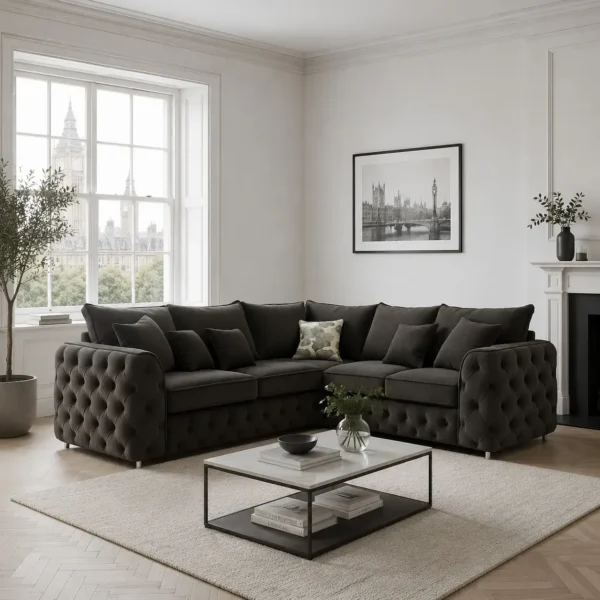 Ashton Corner Velvet Sofa - Room setup