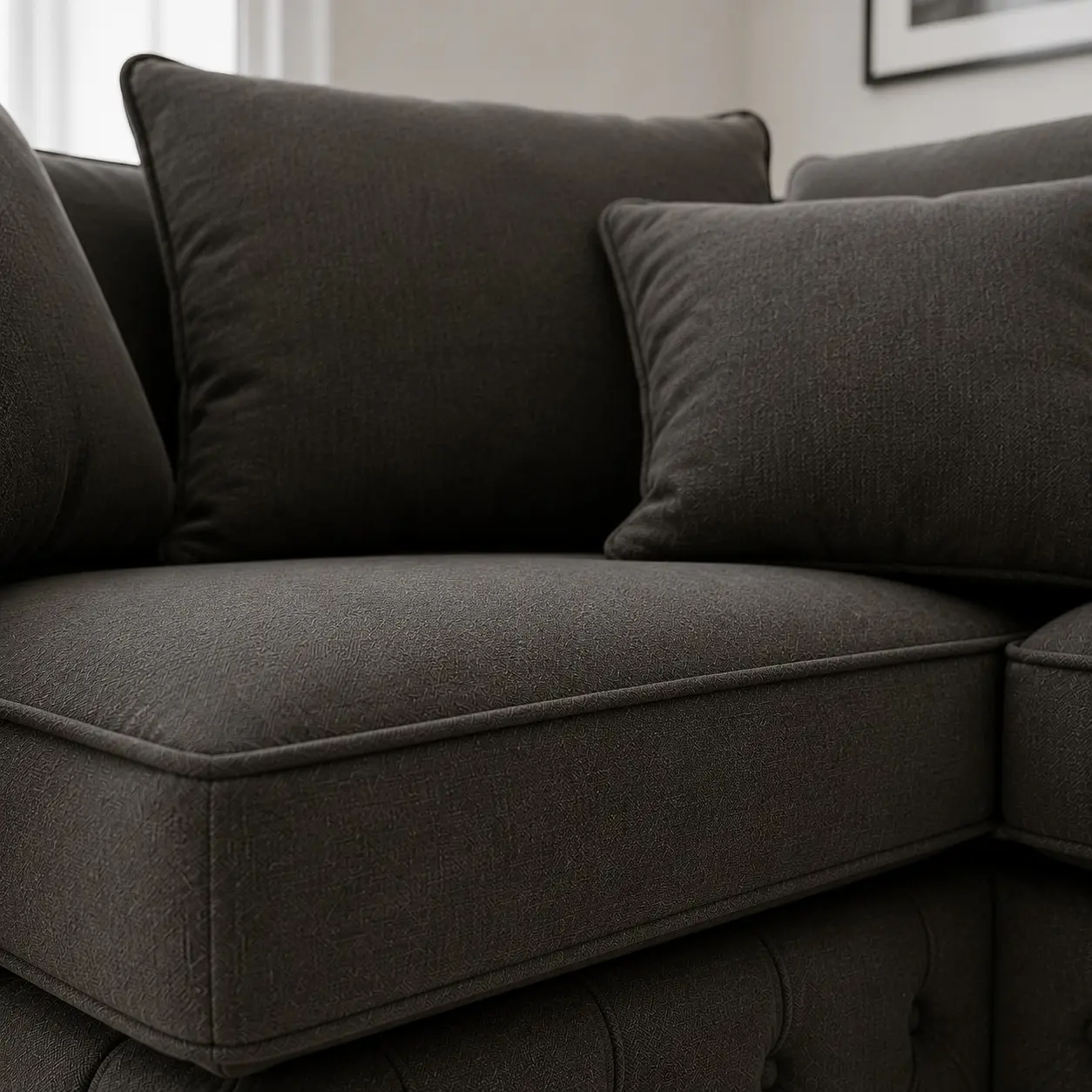 Ashton Corner Velvet Sofa - Seat Closeup