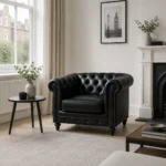 Black Leather Chesterfield Armchair